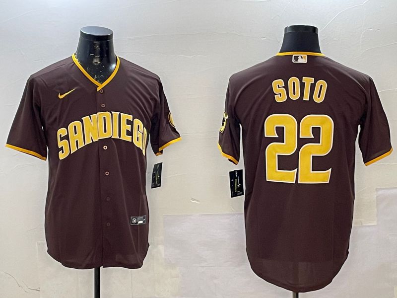 Men San Diego Padres 22 Soto Brown Game 2025 Nike MLB Jersey style 1
